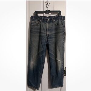 Levi's Vintage Y2K 550 Relaxed Fit Jeans W-38 L30 Men's Blue Distressed Denim